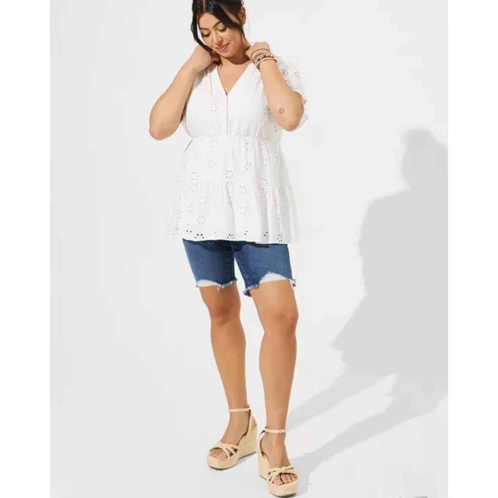 TORRID TOP Babydoll Eyelet Tiered Womens 3x